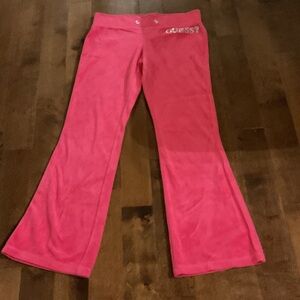 GUESS Women's Pink Wide Leg Velour Lounge Pants